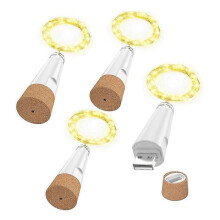 Wine Bottle Lights with Cork, USB Rechargeable Fairy Lights suitable for Liquor Bottles , 20 LED String Ligh