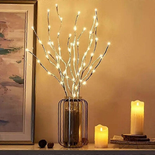 (20LED, Warm White) Led White Birch Branch Light For Festive Home And Wedding Decor String Lights 2