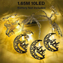 Muslim Islamic LED Fairy Bulb Garland Eid Mubarak Ramadan Moon Hanging Ornament Gift Christmas Lamp Home Party Decorative Lighting
