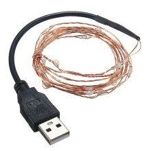 (Red) 2M 20 Led Usb Copper Wire Fairy Lights For Christmas Party Decor