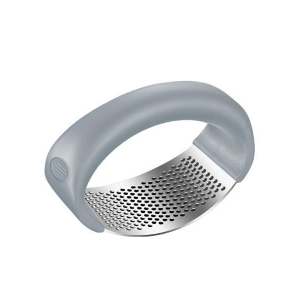 (grey) Garlic Press Stainless Steel Mincer Easy Cleaning Garlic Crusher Ergonomic Rocker