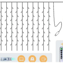 (3 X 3 M 300LED, White) 300-curtain Led, Usb Fairy, Copper Wire, Remote Control Light