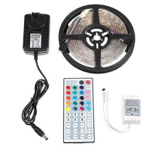 (US Plug) 5M Smd 3528 Rgb 300 Led Waterproof Strip Light For Xmas Holiday Decor, Dc12v Power Supply Included