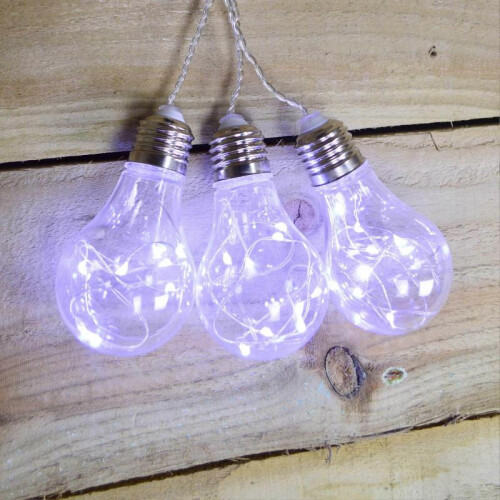 Premier 3 Piece Battery Operated Cool White Edison Bulb Lights with Timer.