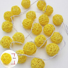 (2m 20 balls Battery, yellow) Rattan Balls Led String Fairy Light