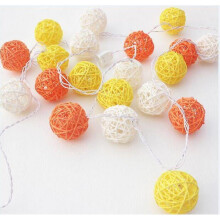 (5m 20 balls AC plug, Yellow Orange White) Rattan Balls Led String Fairy Light