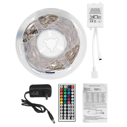 (US Plug) 5M Rgb 5050 Led Strip Light Smd With 44-key Remote Controller - Non-waterproof 1