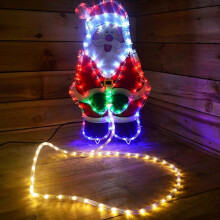66Cm (26") Funny Novelty Multi Coloured Outdoor Santa Peeing Rope Light
