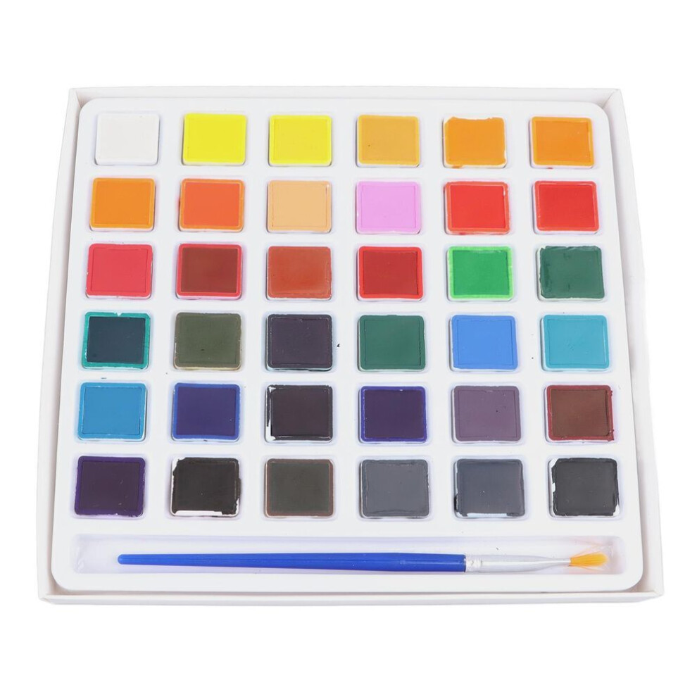 Solid Watercolor Set 36 Colors Bright Delicate Texture Paint Pigment Kit With Brush For Artist