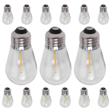 15 Pack 3V LED S14 Replacement Light Bulbs Shatterproof Outdoor Solar String Light Bulbs Warm White