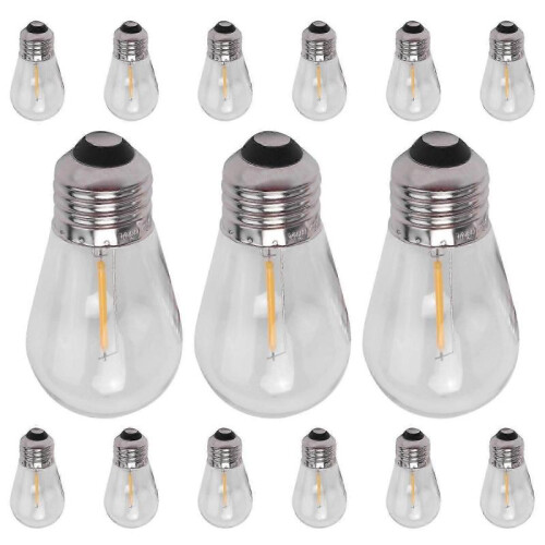 15 Pack 3V LED S14 Replacement Light Bulbs Shatterproof Outdoor Solar String Light Bulbs Warm White