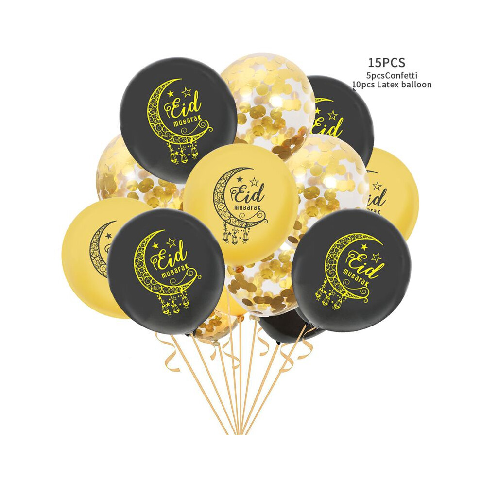 (Eid-15pcs) Ramadan Mubarak Eid Letter Pentagram Moon Party Foil Balloons Set Decor Home Uk-image-OPC-PJ7MZG8-NEW