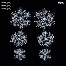 (28cm/20cm/15cm(6pcs)) Christmas Tree Snowflake Decoration Window Ornament White Supplies Party Fake