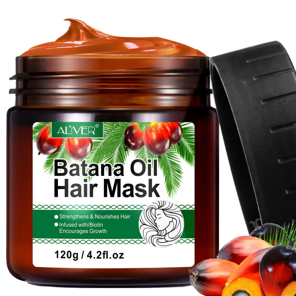Roongduudll Batana Oil Hair Mask For Dry Damaged Hair And Growth Natural Batana Hair Mask Prevent Hair Loss With Rosemary Biotin Helps With Frizz Split En