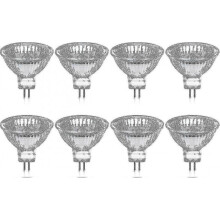 8 Pack 35W 12V Dimmable MR16 GU5.3 Halogen Bulbs, 2800K Warm White 400LM with Glass Cover