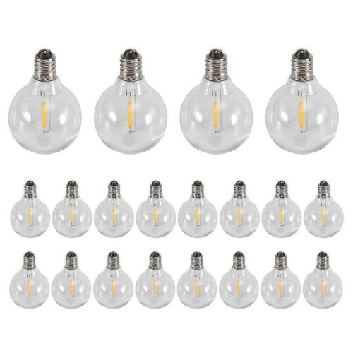 20 Pcs G40 LED Replacement Light Bulbs E12 Screw Base Shatterproof LED Globe Bulbs for Solar String 1