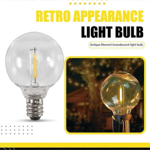 20 Pcs G40 LED Replacement Light Bulbs E12 Screw Base Shatterproof LED Globe Bulbs for Solar String 2