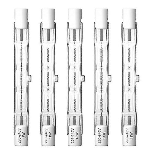 R7S Halogen Bulbs 48W, Dimmable Warm White 2800K, Pack of 5