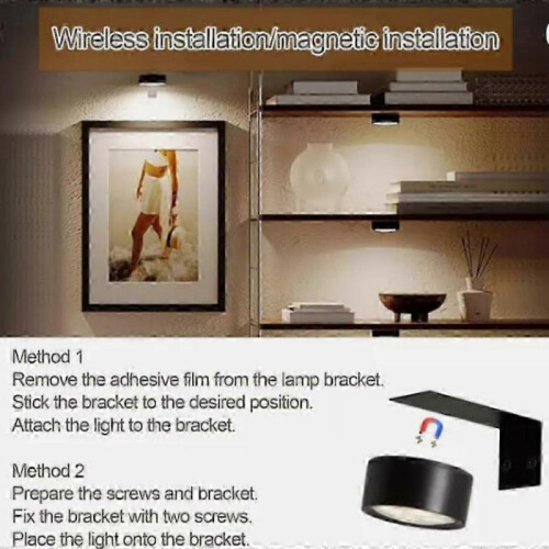 (1pc, White) Topveden Wall-Mounted Picture Lighting with Wireless Rechargeable Features 2
