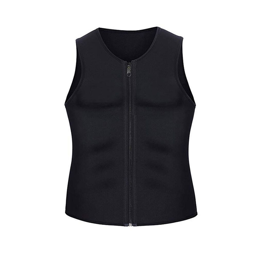 ( Vest With Zipper, 3XL) Loss Weight Mens Workout Neoprene Body Shaper Sweat Sauna Suit Exercise Vest Black