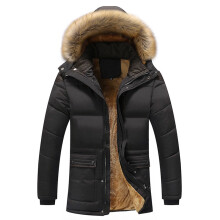 (Black, 5XL) Mens Military Coat Thicken Warm Outwear Parka Hooded Outdoor Outwear Jacket