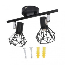 Ceiling Spot Light Fixture 2 Lights Track Light Holder E14 Lamp Holder Adjustable Vintage Tracking Light Kit 85265V