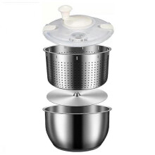 6L Salad Spinner Stainless Steel Large Vegetable Washer with PP Lid for Fruit Washer Pasta & Fries Spinner Salad Dryer