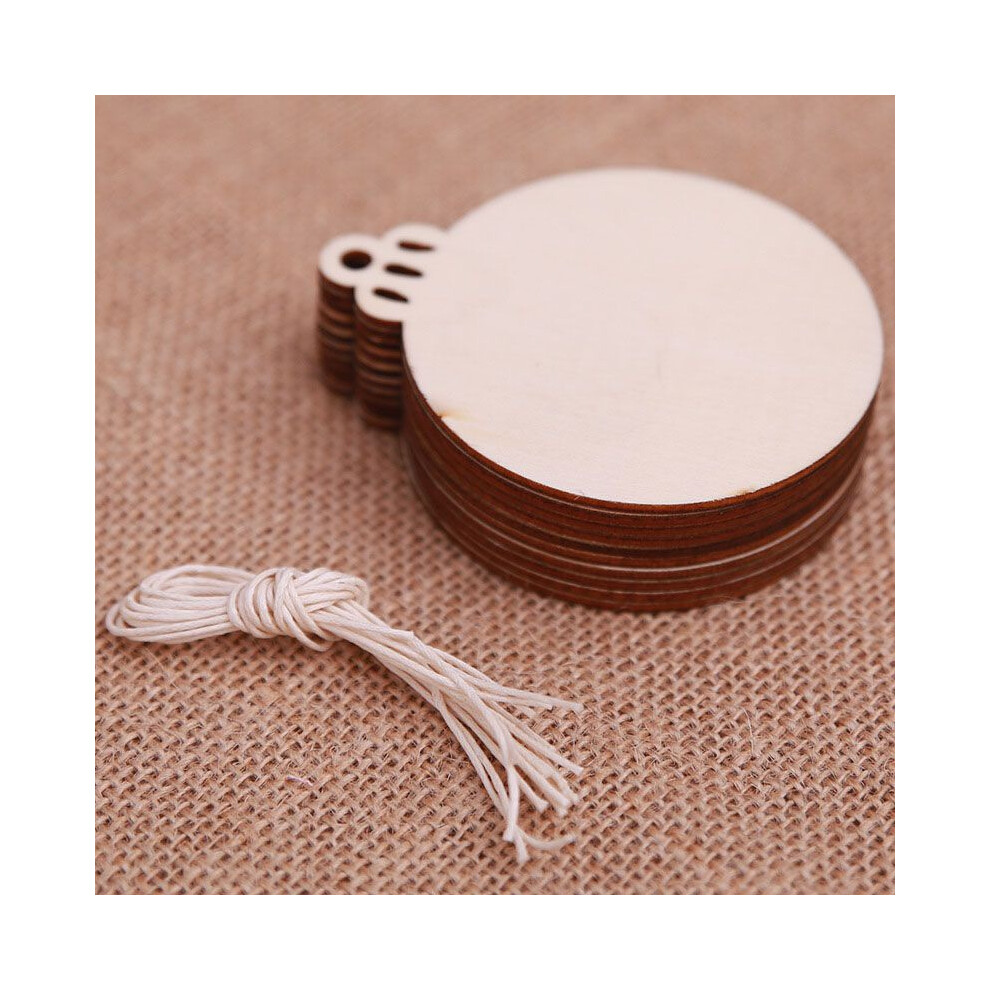 (Round) Christmas Wood 10pcs Chip Tree Ornaments Xmas Hanging Pendant Home Stylish Decor-image-OPC-PJ7P77D-NEW