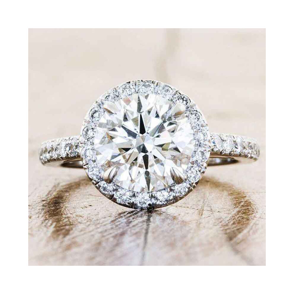 (10) Full Microembellished Rhinestone Silver Plated Round White Jewelry Ring Luxury-image-OPC-PJ7P7MV-NEW