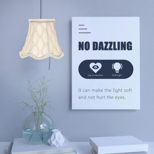Cloth Lampshade E14/E27 Light Socket Vintage Lamp Shade Clip On Wall Light Cover 2