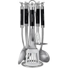 46820 Accents 5-Piece Kitchen Utensil Set, Stainless Steel, Translucent Black Gift for family Swhy