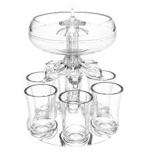 Party Drink Dispenser with 6 Shot Glasses Set - Acrylic Touchless Liquor Dispenser for Beverage Cide