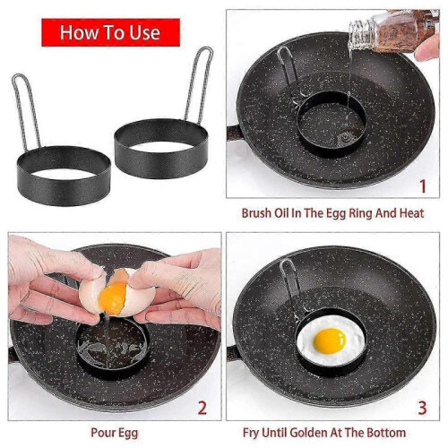 6 Pack Egg Ring, Stainless Steel Round Egg Cooking Rings Non-Stick Frying Egg Maker Molds 2