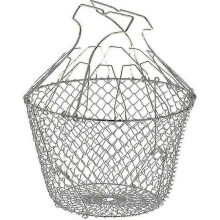 Folding Salad Basket with Stiffeners - Stainless Steel - Easy Storage - Gentle Spin -  22.5 Cm-ZZY