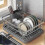 (red) Large Dish Drying Rack with Auto-Drain & Non-Slip Base for Kitchen Counter Organization 2