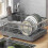 (red) Large Dish Drying Rack with Auto-Drain & Non-Slip Base for Kitchen Counter Organization 3