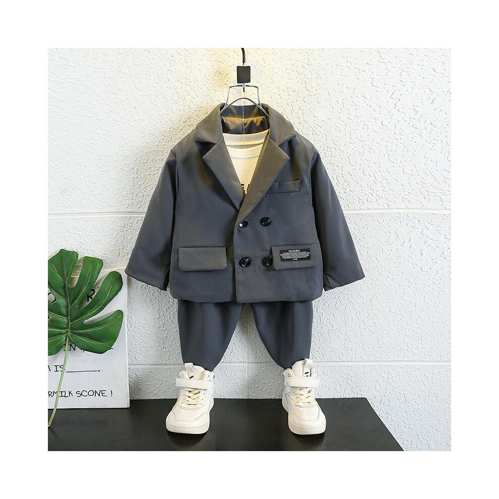 (Gray, 140cm) Chic Boys Suit Set For Spring And Autumn With Long Sleeves And Trendy Color Options-image-OPC-PJ7PR7N-NEW