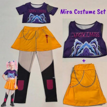 (Mira Costume, 140cm(7-8T)) KPOP Demon Hunters Mira Rumi Zoey Cosplay Costume for Girl Halloween Stage 3D Printed Pattern Role Play Clothes