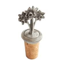 (Add a Gift Pouch) Daffodil Flowers Narcissus Pewter Bottle Stopper