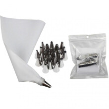 (White) 26pcs Bake Cake Decorative Kit Set Easy Cleaning Cake Piping Bag For Cakes Cupcakes
