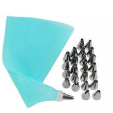 (Blue) 26pcs Bake Cake Decorative Kit Set Easy Cleaning Cake Piping Bag For Cakes Cupcakes