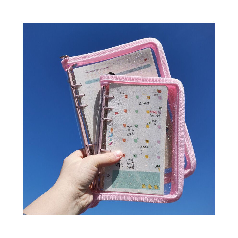 (Pink, A5) A5 6ring A6 Binder Notebook Transparent Photocard Kpop Photo Card Korean Album-image-OPC-PJ7PXQN-NEW