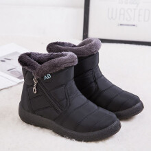 (Black, EU40) Warm Women Winter Shoes Snow Boots Furlined Slip On Warm Ankle Waterproof Shoes