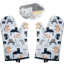 1 Pair Cotton Oven Mitts, Cotton Oven Gloves, Heat Resistant Oven Gloves, BBQ Gloves, for Kitchen Cooking Grilling BBQ