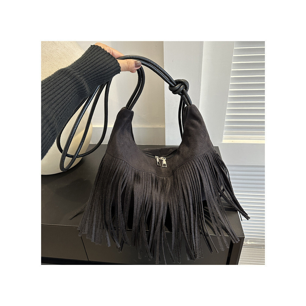 (Black) Single Shoulder Crossbody Bag Fashion Casual Simple Retro Style Girl Underarm