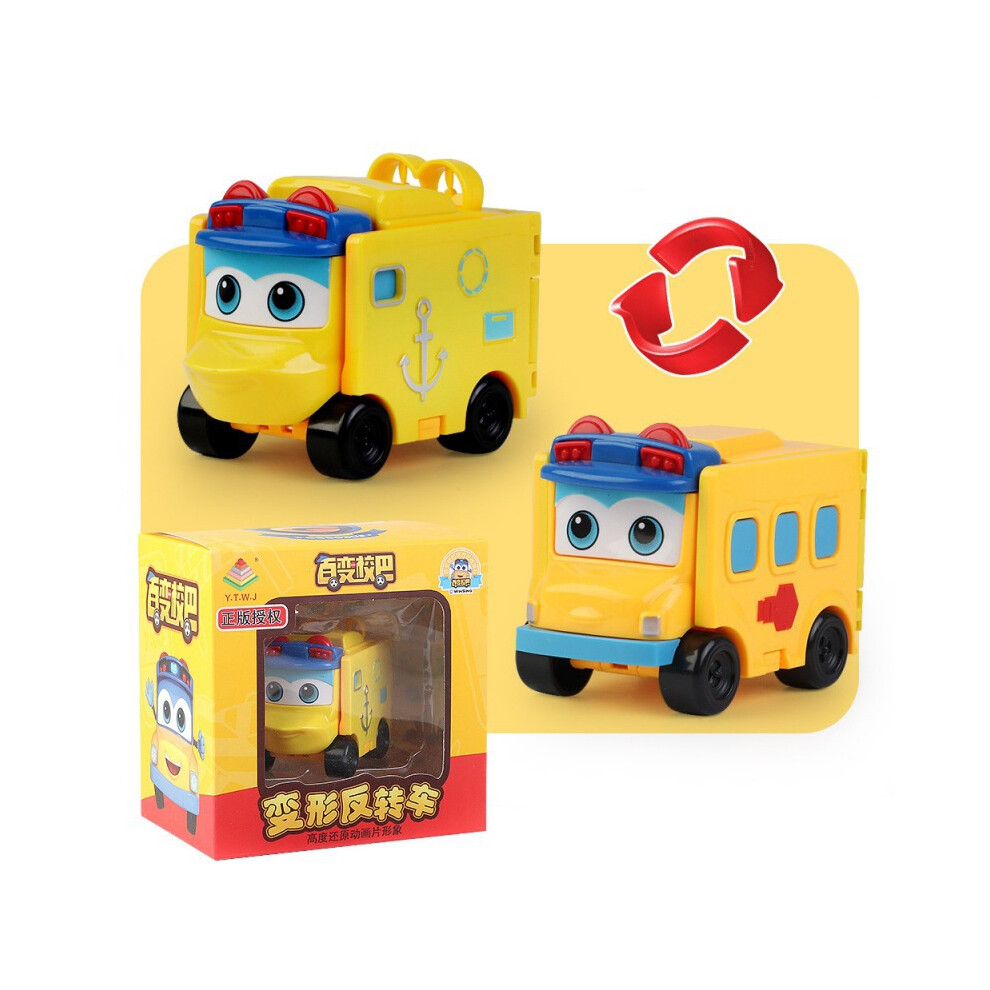 (Lifeboat) Transformable Gogobus School Bus Robot Deformation Doublesided Toys Car Kid