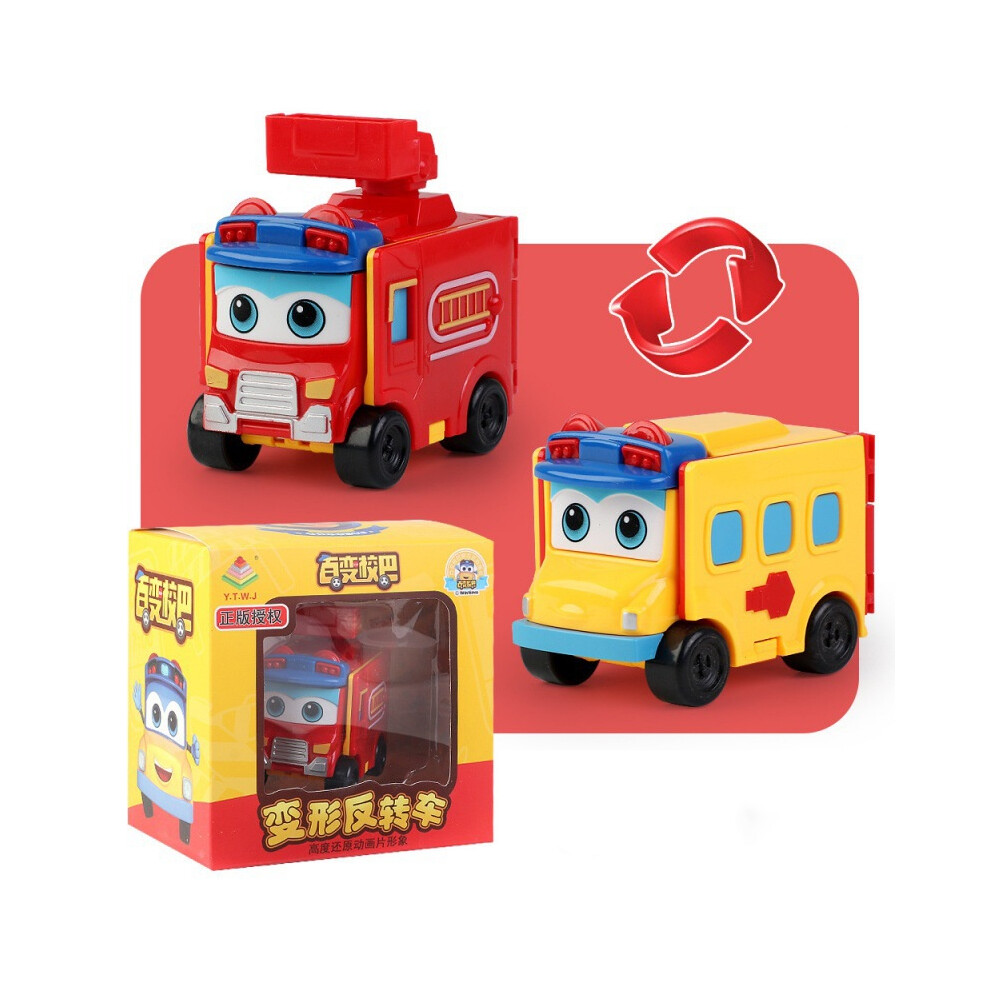 (Fire Engine) Transformable Gogobus School Bus Robot Deformation Doublesided Toys Car Kid