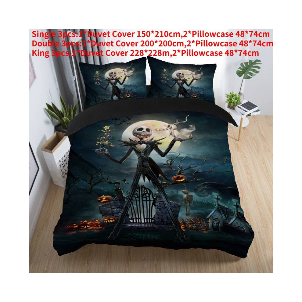 (Style C Single) Before The Nightmare Christmas Single Double Duvet Cover Bedding Set Pillowcase