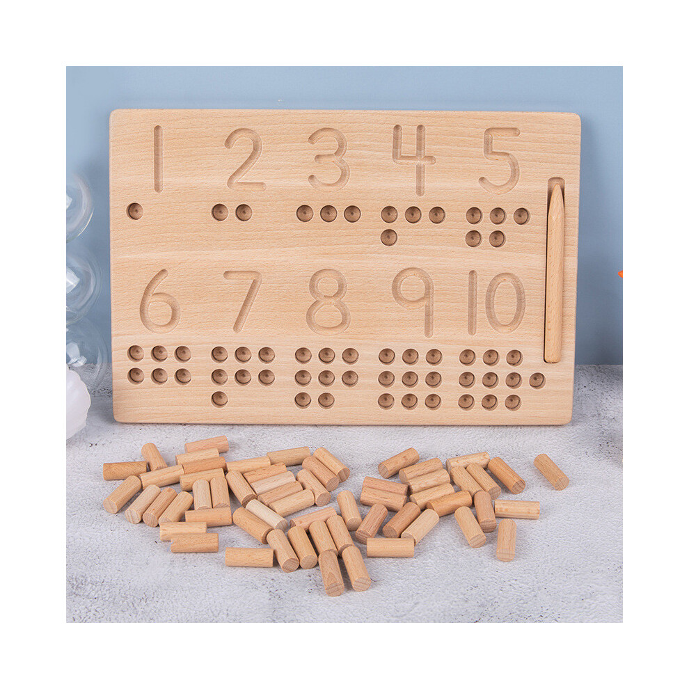 (Blue Stick Board) Wooden Number Puzzle Board With Insert Sticks Children Toy Cognitive Development-image-OPC-PJ7QNWD-NEW