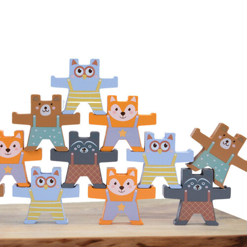 Bear Wooden Balance Stacking Toy Children Development Eye Coordination Hand 1